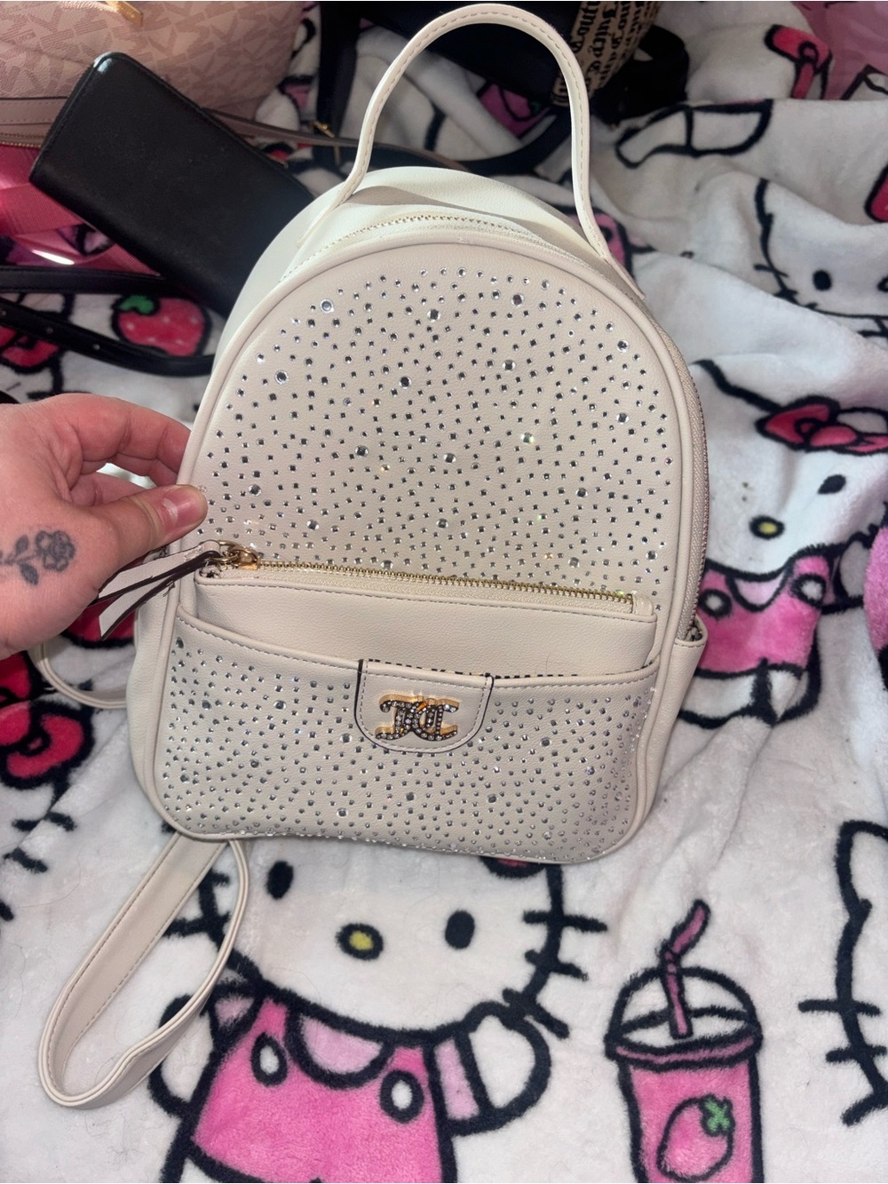 Juicy Couture Cream Crystal Mini Backpack
